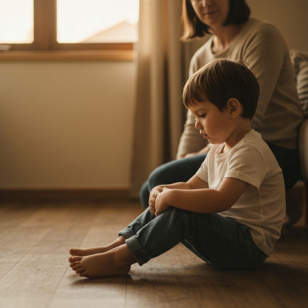 A child sitting quietly in a reflective moment
