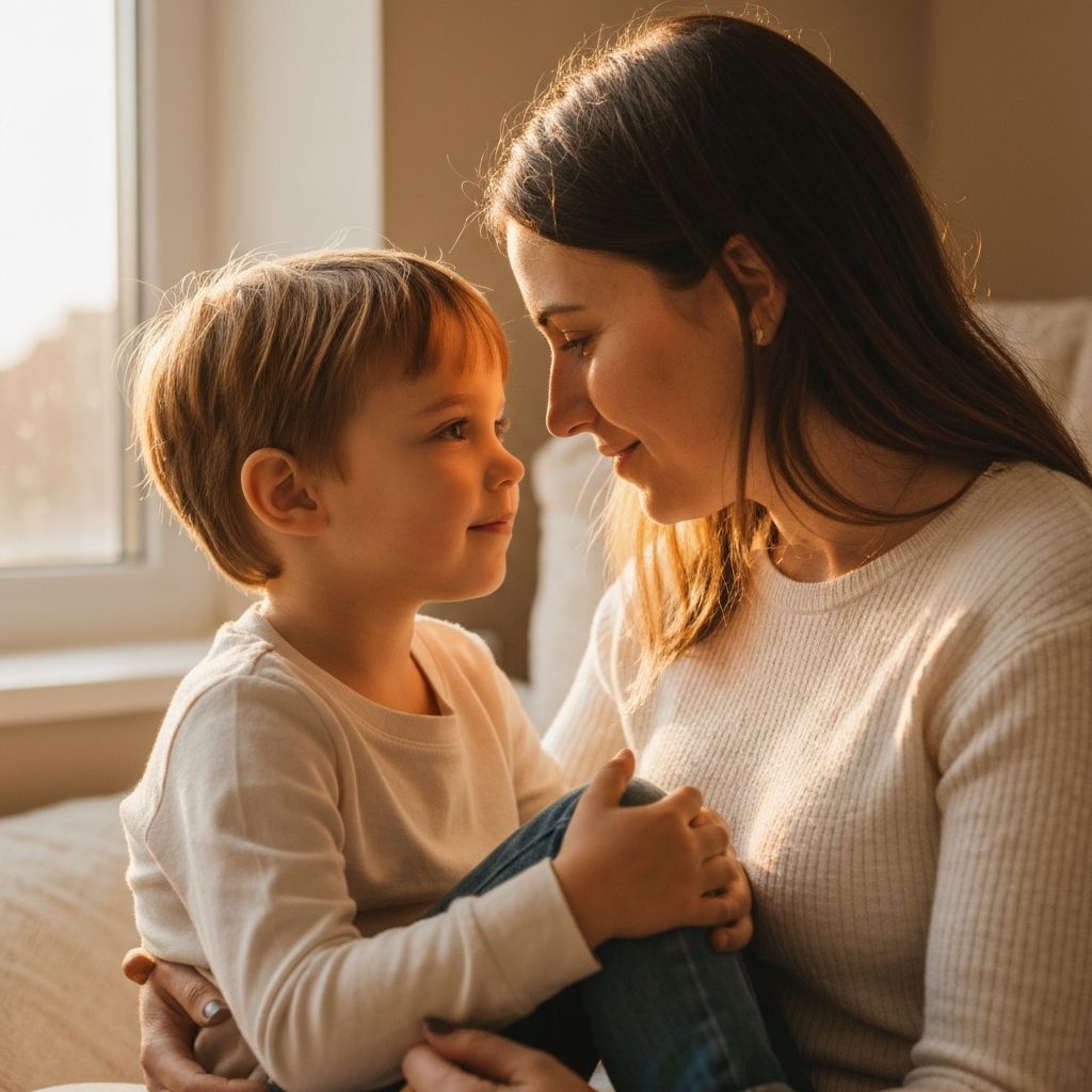 A parent and child sharing a warm, connected moment together